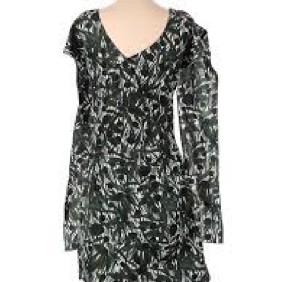 Marni Green Abstract Print Long Open Sleeve Dress Size 38